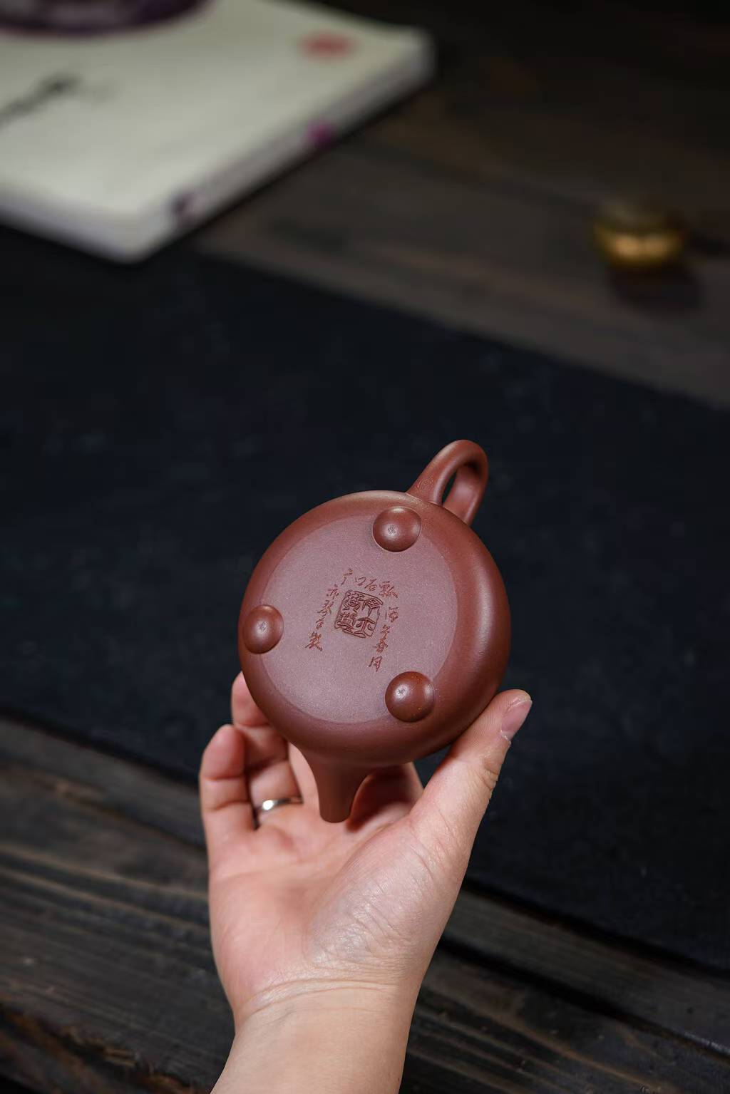 广口石瓢宜兴原矿紫砂壶五号井底槽清泥料丁亦琴手工制作200CC Wide-mouthed stone teapot Yixing original ore purple clay teapot No. 5 well bottom groove clean clay Ding Yiqin handmade 200CC