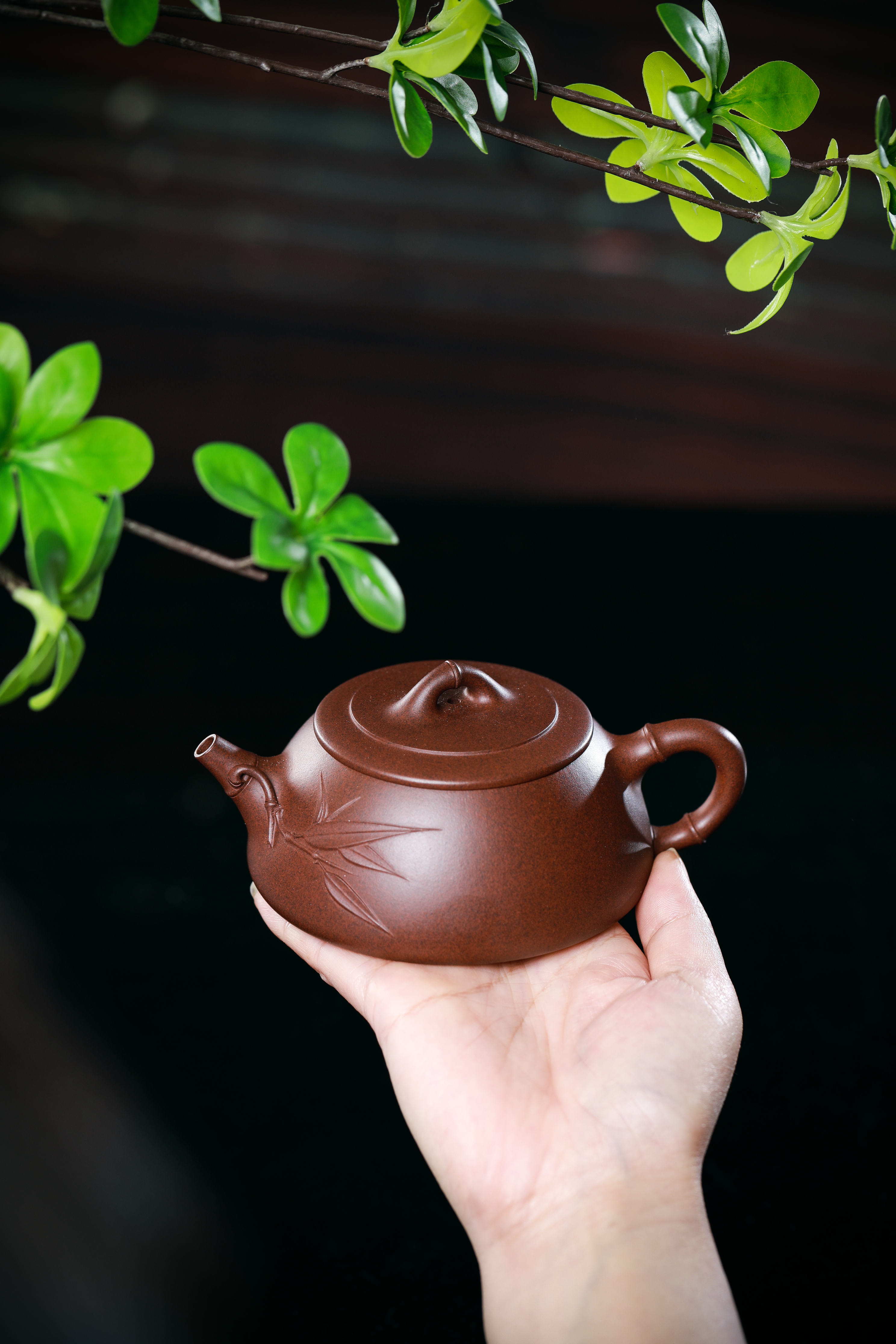 石瓢竹宜兴原矿紫砂壶铁星泥泥料丁亦琴手工制作180CC Shípiao Bamboo Yixing Original Mine Purple Clay Teapot, Iron Star Clay Material, Handmade by Ding Yiqin, 180CC