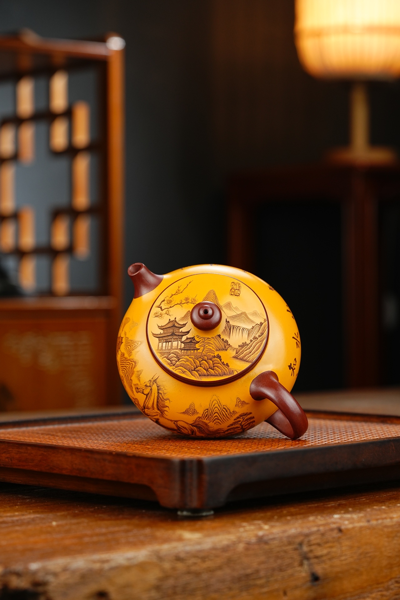 双色寒江宜兴紫砂壶原矿龙血砂泥料200CC Two-tone Cold River Yixing Purple Clay Teapot Original Ore Dragon Blood Sand Clay 200CC