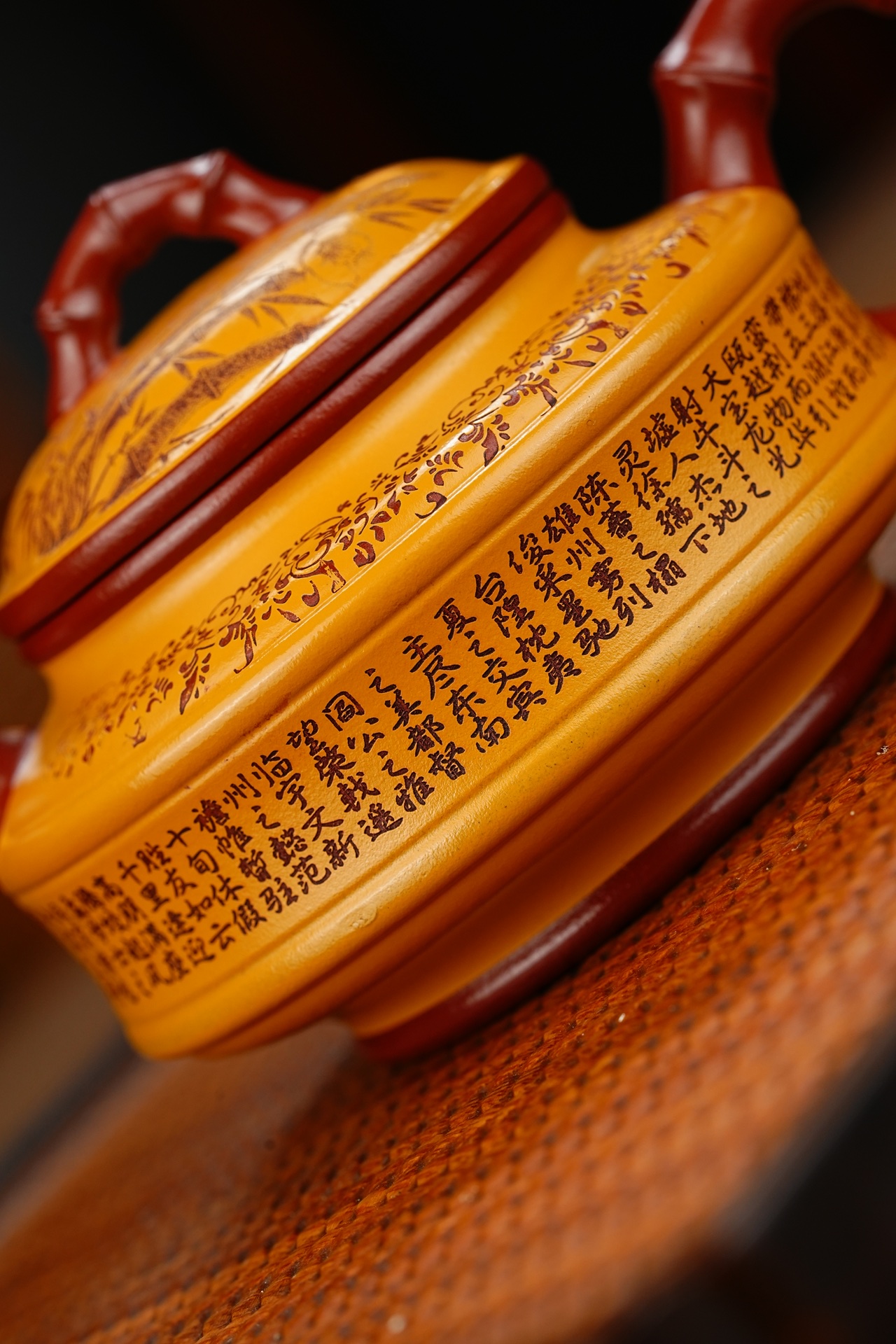 清风竹鼓宜兴紫砂壶原矿龙血砂泥料230CC Qingfeng Bamboo Drum Yixing Zisha Teapot Original Ore Dragon Blood Sand Clay 230CC