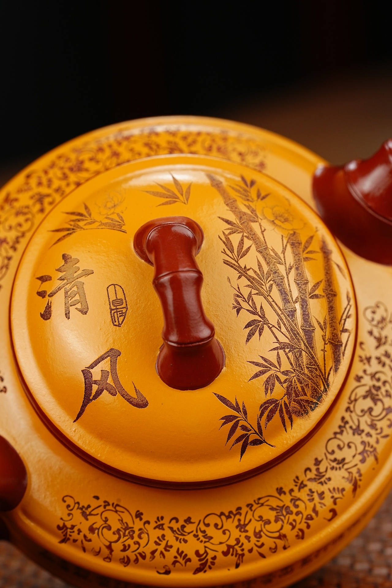 清风竹鼓宜兴紫砂壶原矿龙血砂泥料230CC Qingfeng Bamboo Drum Yixing Zisha Teapot Original Ore Dragon Blood Sand Clay 230CC
