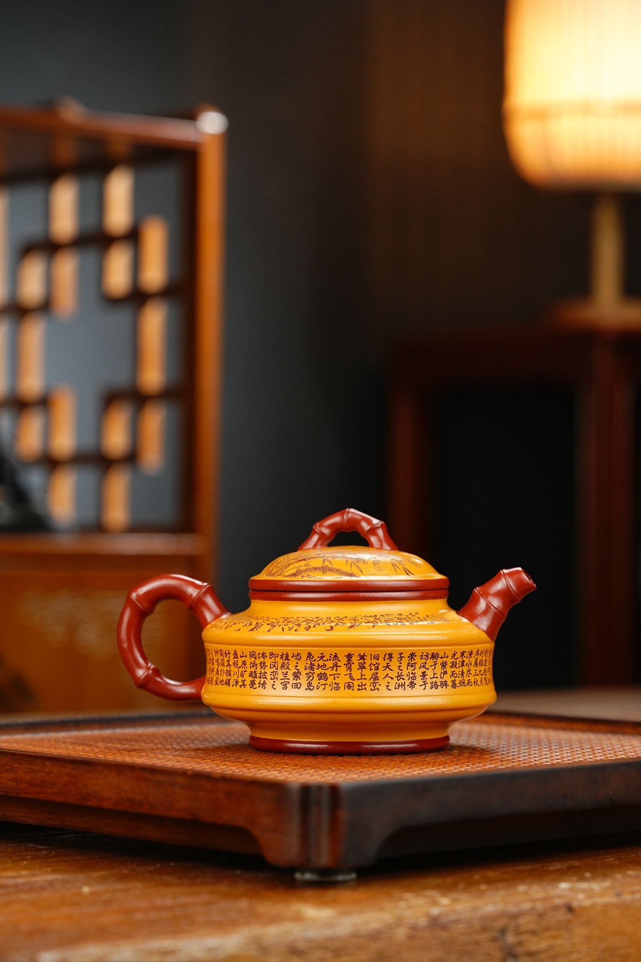 清风竹鼓宜兴紫砂壶原矿龙血砂泥料230CC Qingfeng Bamboo Drum Yixing Zisha Teapot Original Ore Dragon Blood Sand Clay 230CC