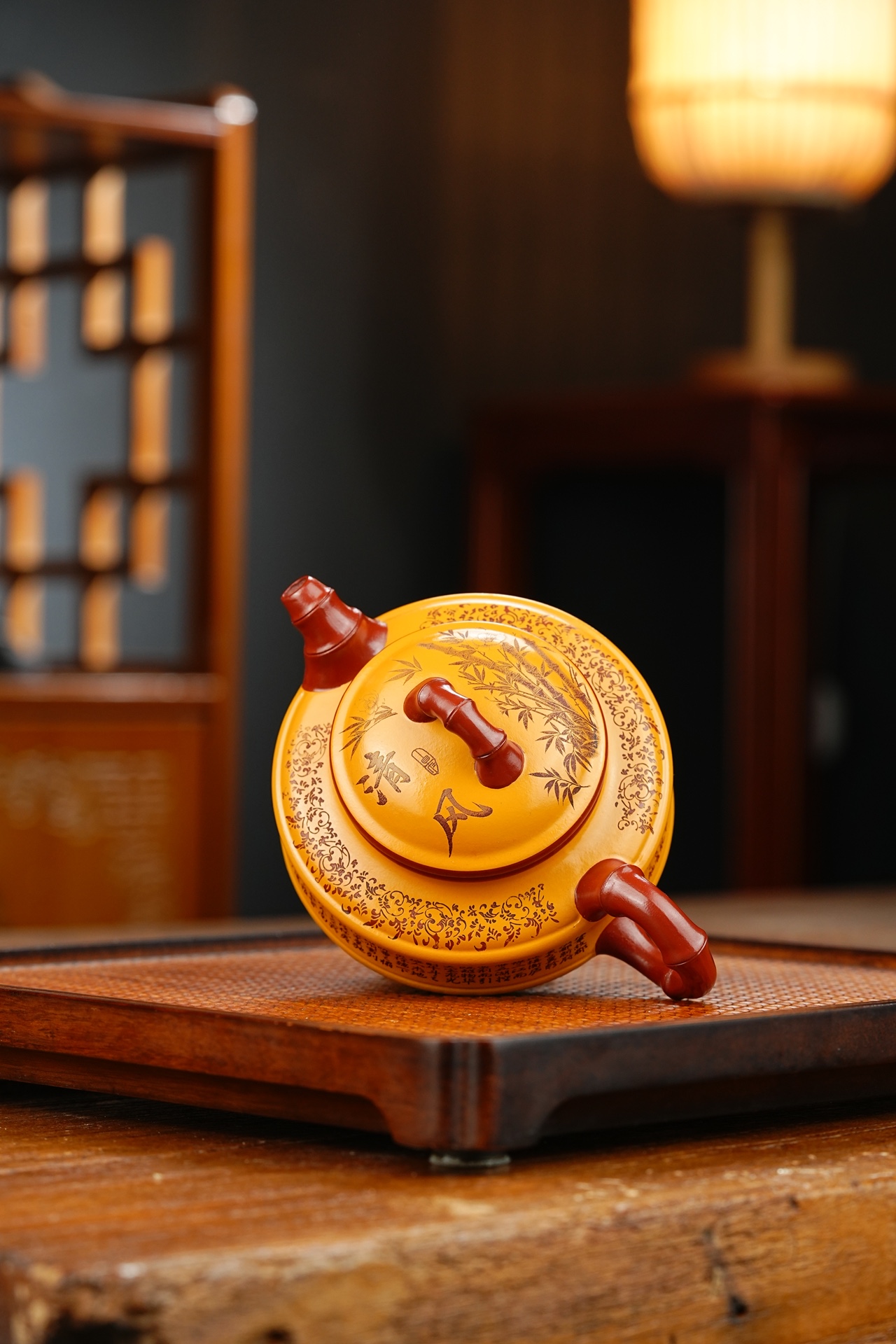 清风竹鼓宜兴紫砂壶原矿龙血砂泥料230CC Qingfeng Bamboo Drum Yixing Zisha Teapot Original Ore Dragon Blood Sand Clay 230CC