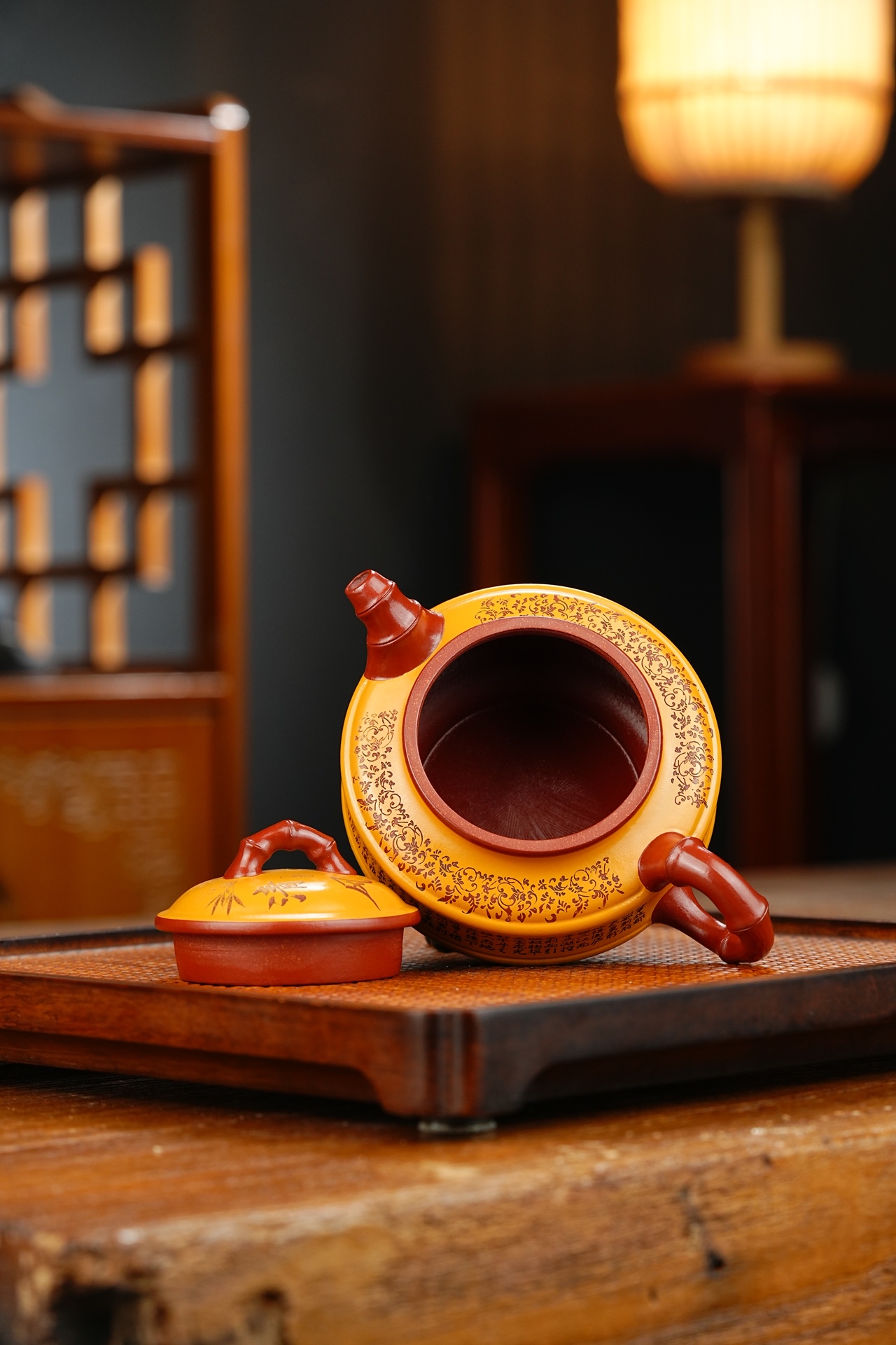 清风竹鼓宜兴紫砂壶原矿龙血砂泥料230CC Qingfeng Bamboo Drum Yixing Zisha Teapot Original Ore Dragon Blood Sand Clay 230CC