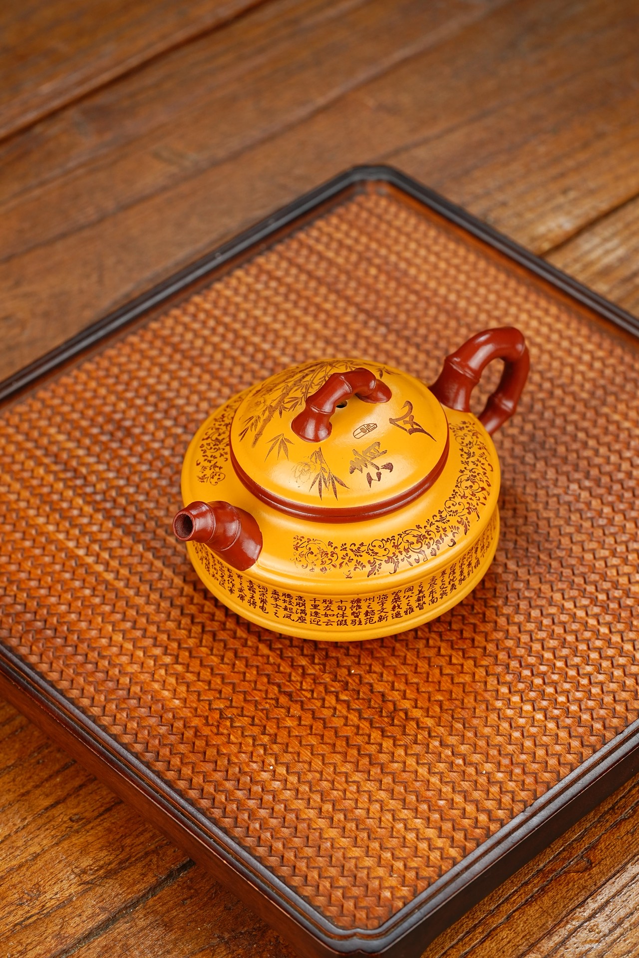 清风竹鼓宜兴紫砂壶原矿龙血砂泥料230CC Qingfeng Bamboo Drum Yixing Zisha Teapot Original Ore Dragon Blood Sand Clay 230CC