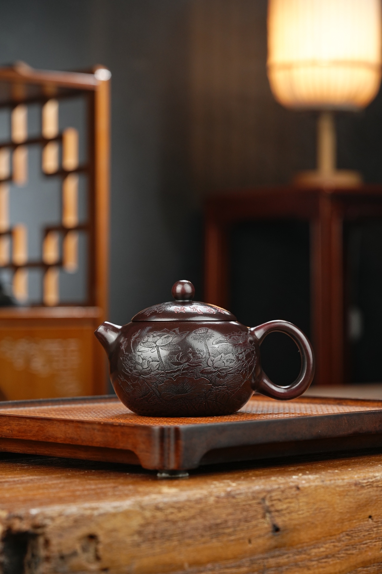 清风荷韵宜兴紫砂壶原矿石红泥料240CC Qingfeng He Yun Yixing Zisha Teapot Original Ore Red Clay 240CC