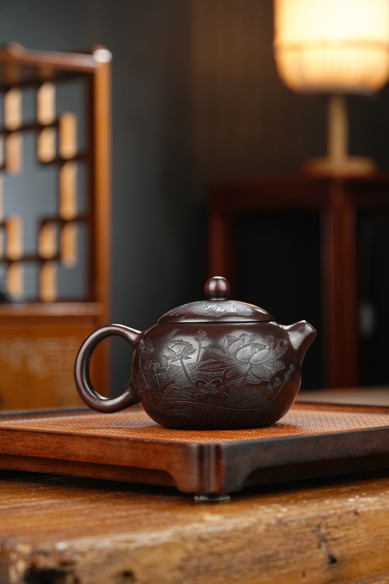 清风荷韵宜兴紫砂壶原矿石红泥料240CC Qingfeng He Yun Yixing Zisha Teapot Original Ore Red Clay 240CC