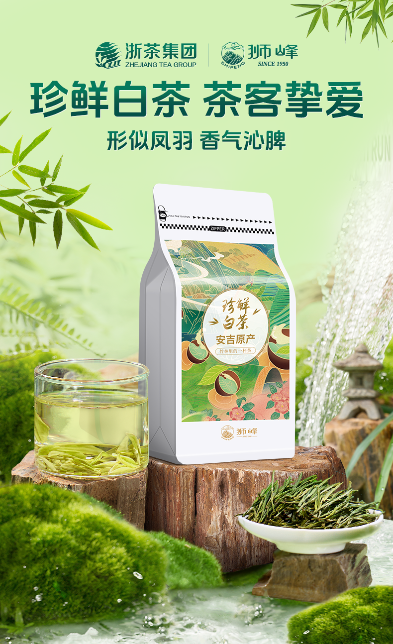 2026狮峰牌特级白叶1号茶树明前安吉白茶100g  2026 Shifeng Brand Premium White Leaf No. 1 Tea Tree Pre-Qingming Anji White Tea 100g（3.5oz）