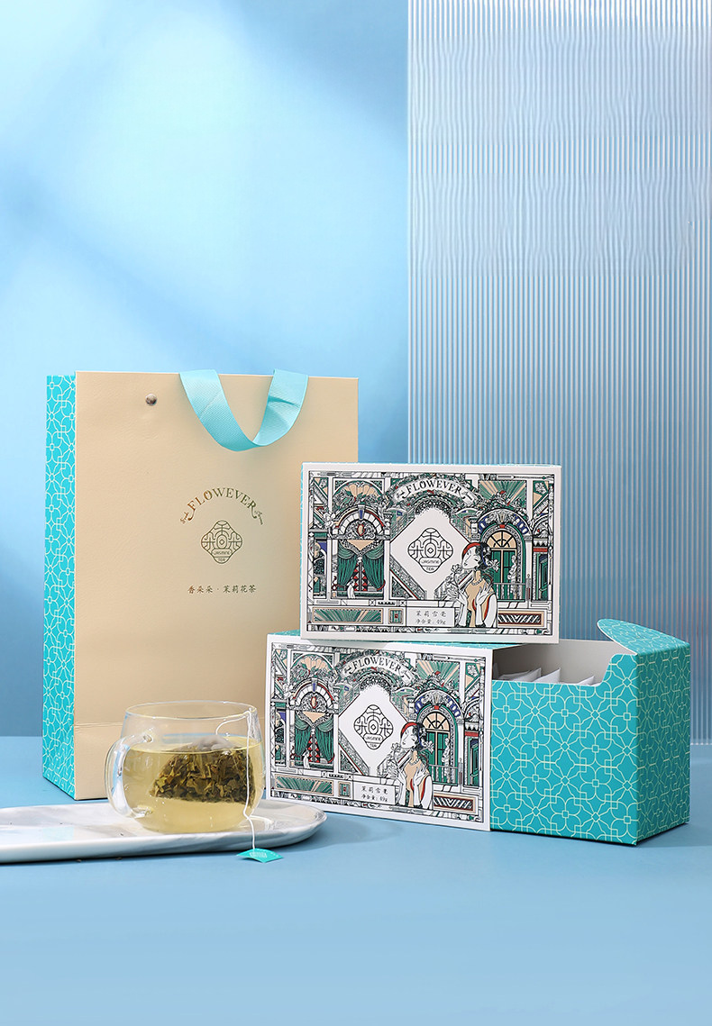 茉莉花茶茉莉雪毫独立茶包袋泡茶3.5g*14 (49g)  Jasmine Tea Jasmine Snow Buds Individual Tea Bags 3.5g*14 (49g 2.1oz)