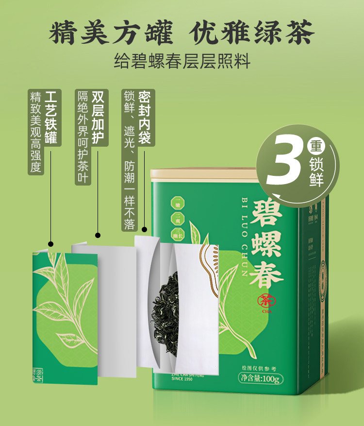 2026狮峰牌特级碧螺春绿茶罐装100g  2026 Shifeng Brand Premium Biluochun Green Tea Canned 100g（3.5oz）