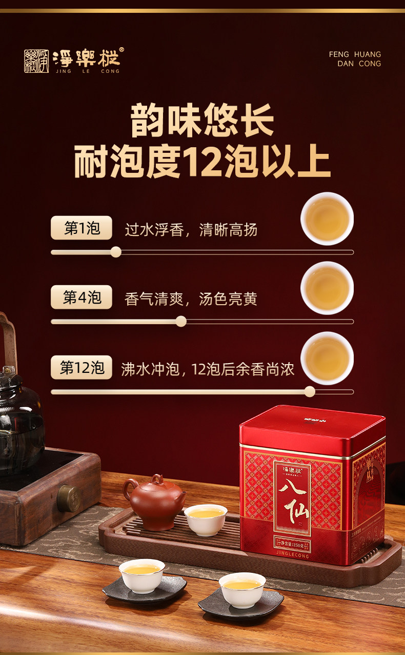 2026净乐牌清香型凤凰单枞乌龙茶罐装250g*2  2026 Jingle Brand Light Fragrance Phoenix Dancong Oolong Tea Canned 250g*2（500g 17.6oz）
