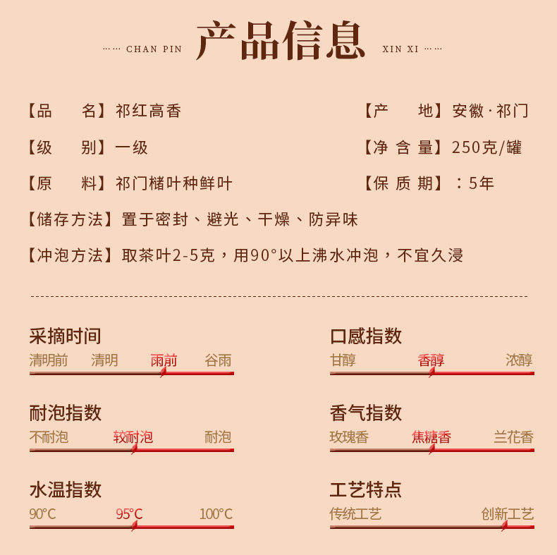 2026天之红牌一级浓香型祁门红茶纸袋装250g  2026 Tianzhi Red Label First Grade Strong Aroma Qimen Black Tea Paper Bag 250g（8.8oz）