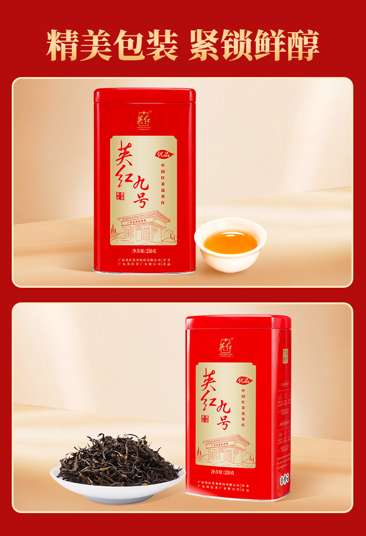 2026英德牌一级英红九号果香英德红茶两罐装500g  2026 Yingde Brand First Grade Yinghong No. 9 Fruity Yingde Black Tea Two Can Pack 500g（17.6oz）