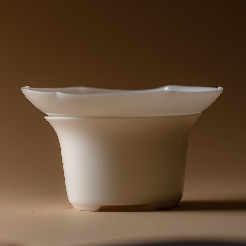 荷花茶漏羊脂玉德化白瓷过滤茶渍茶道配件 Lotus Tea Strainer, Mutton Fat Jade, Dehua White Porcelain, Tea Stain Filtration, Tea Ceremony Accessories