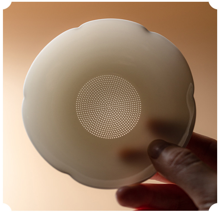 荷花茶漏羊脂玉德化白瓷过滤茶渍茶道配件 Lotus Tea Strainer, Mutton Fat Jade, Dehua White Porcelain, Tea Stain Filtration, Tea Ceremony Accessories