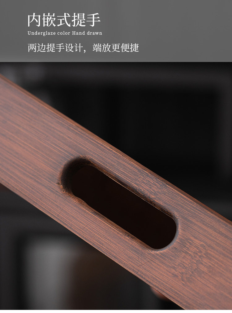 胡桃木材质茶托盘长度：33cm 高度：4cm 宽度:22.5cm 重量:345g Walnut wood tea tray dimensions: length 33cm, height 4cm, width 22.5cm, weight 345g
