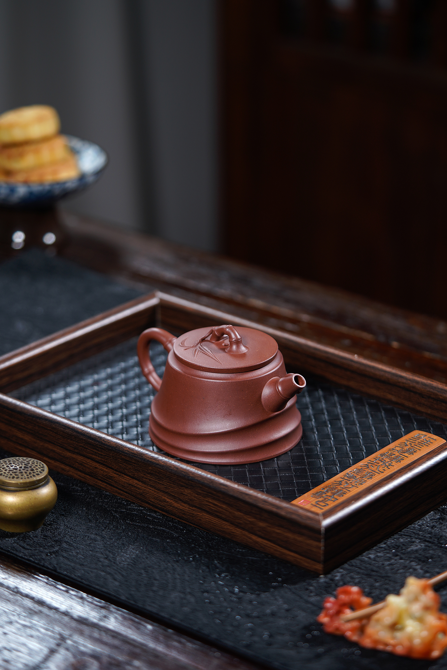 和畅竹宜兴原矿紫砂壶五号井底槽清泥料丁亦琴手工制作180CC Hechang Bamboo Yixing Original Mine Purple Clay Teapot, No. 5 Well Bottom Slot, Clear Clay Material, Handmade by Ding Yiqin, 180CC