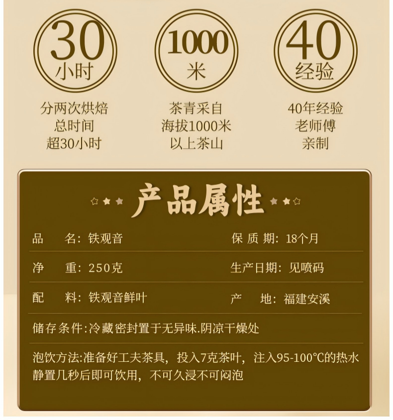 2026中闽弘泰牌一级浓香型安溪铁观音兰花香真空包装500g  2026 Zhongmin Hongtai Brand First-Grade Strong Aromatic Anxi Tieguanyin Orchid Fragrance Vacuum Packaging 500g（17.6oz）