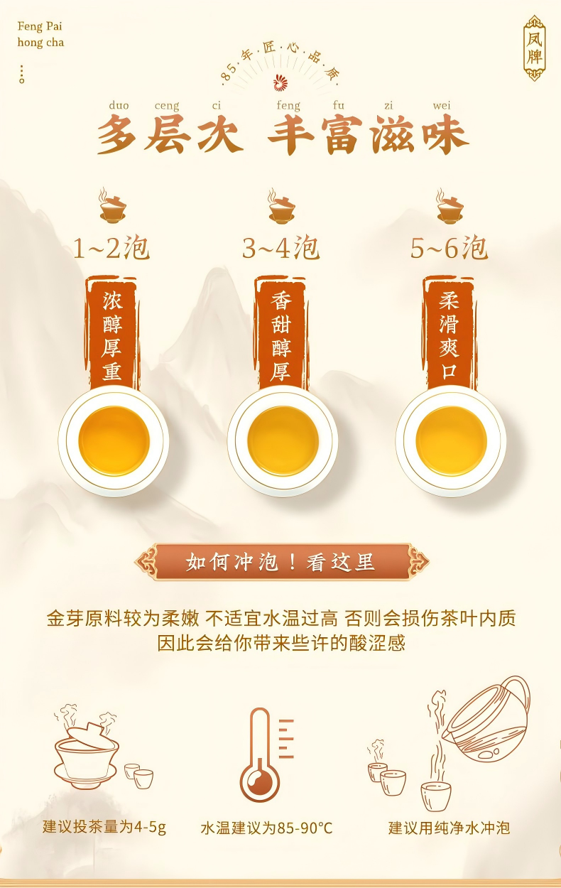 2026凤牌云南滇红金芽特级红茶袋装250g  2026 Feng Brand Yunnan Dianhong Golden Bud Premium Black Tea Bagged 250g（8.8oz）
