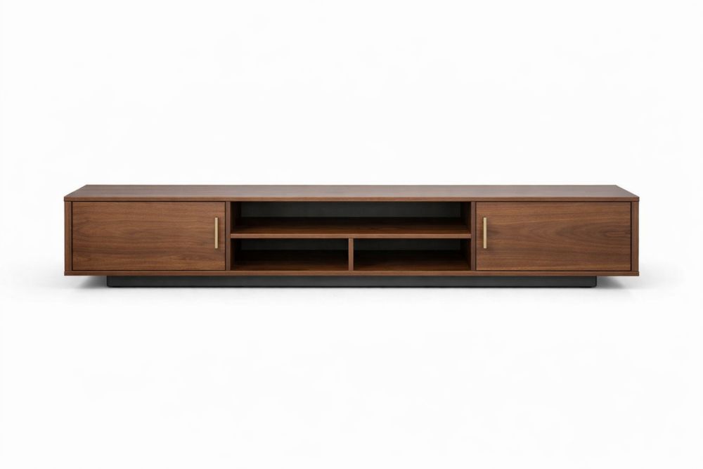 Walnut Wood TV Stand with Shelves and Cabinets 180cm x 40cm x 45cm(L × W × H)