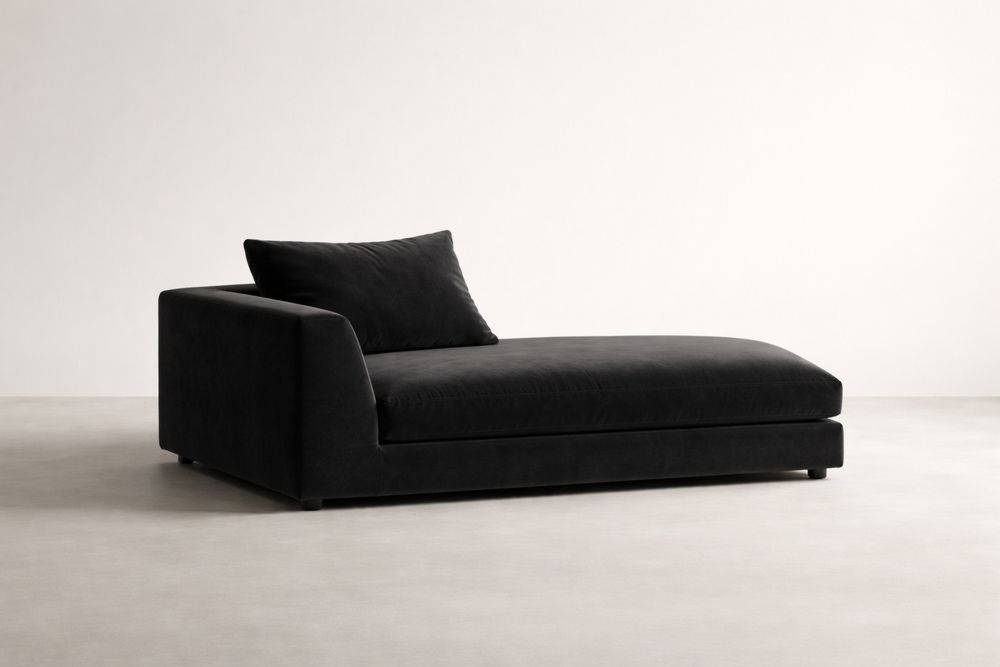 Black Cotton Upholstery Chaise Lounge 165cm x 90cm x 80cm(L × W × H)