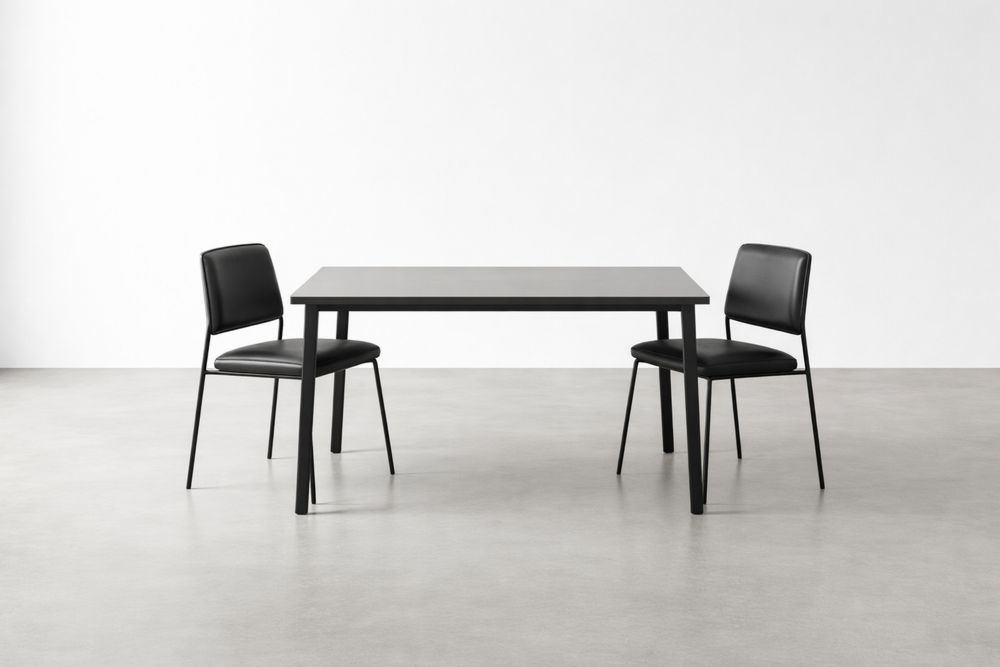 3 Piece Dining Set with Rectangular Table, PU Leather Chairs, Black