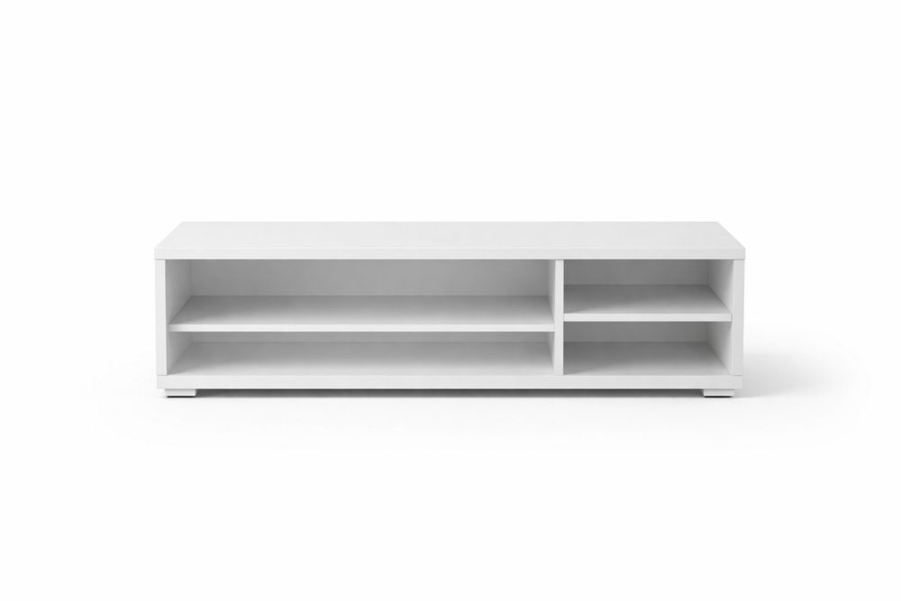 White MDF TV Stand with Shelves Length 120cm