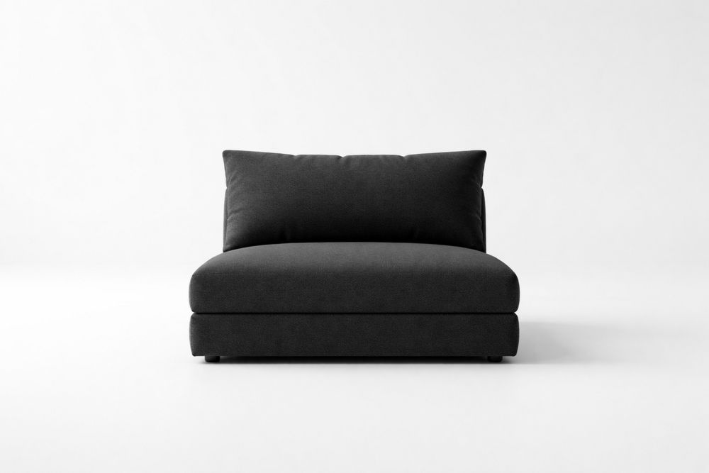 Armless Chair Lounge Seating Upholstered in Polyester Fabric in Dark Gray