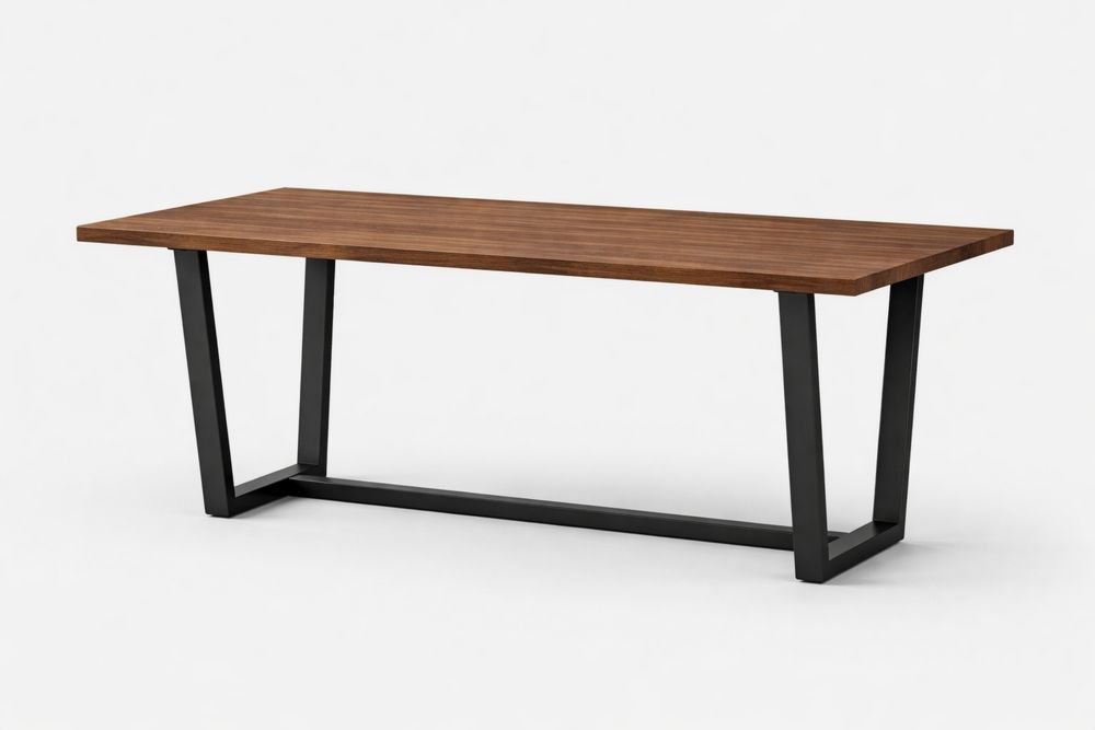 Wood Dining Table with Steel Base Length 200cm