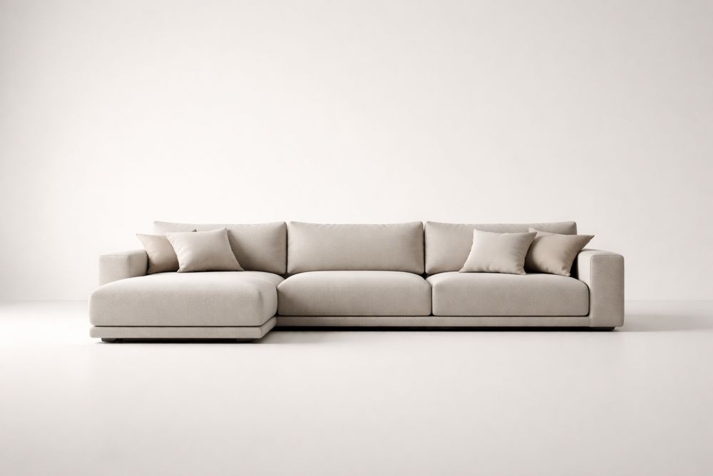 Beige Polyester Sectional Sofa with Left Chaise