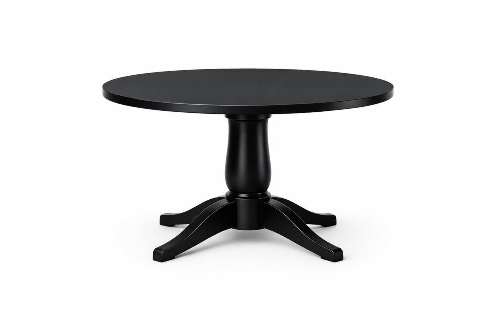Round Solid Wood Dining Table Black Ø 120cm