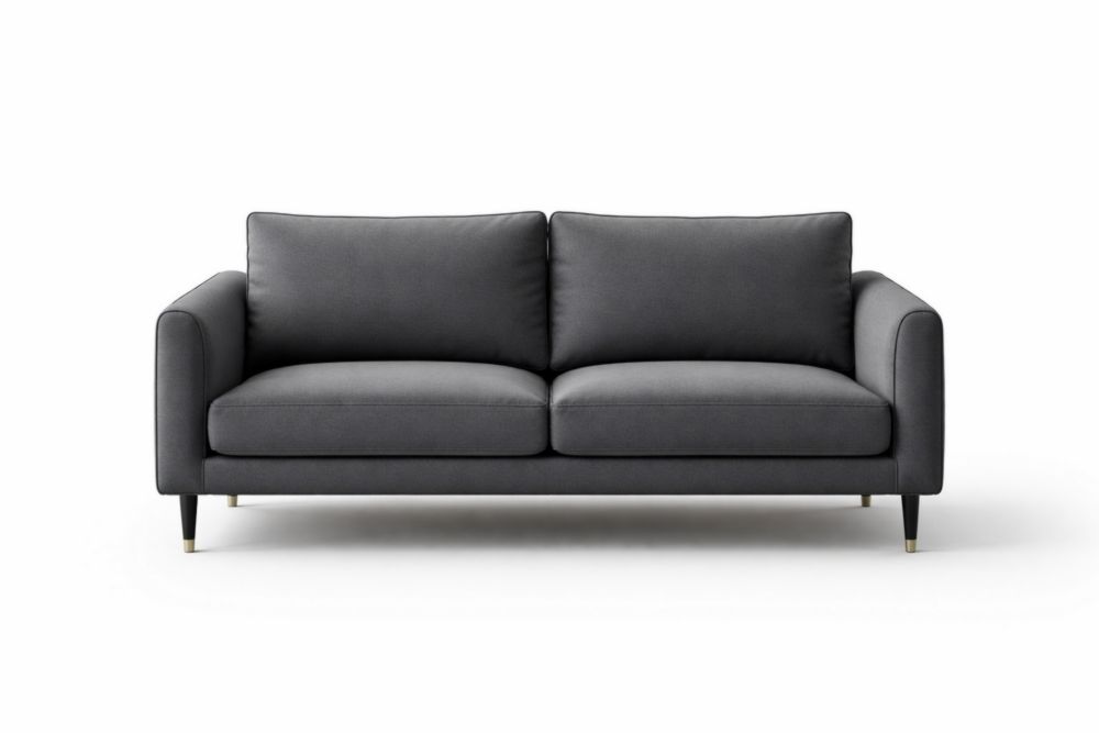 Dark Gray Upholstered Fabric Two-Seater Sofa with Solid Wood Legs