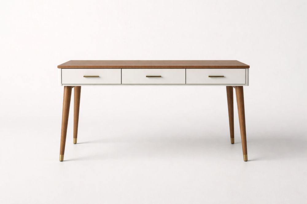 Desk with Drawers MDF Oak Veneer Length 120 cm x Width 60 cm x Height 75 cm
