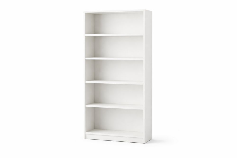 White Engineered Wood Bookshelf with Five Shelves