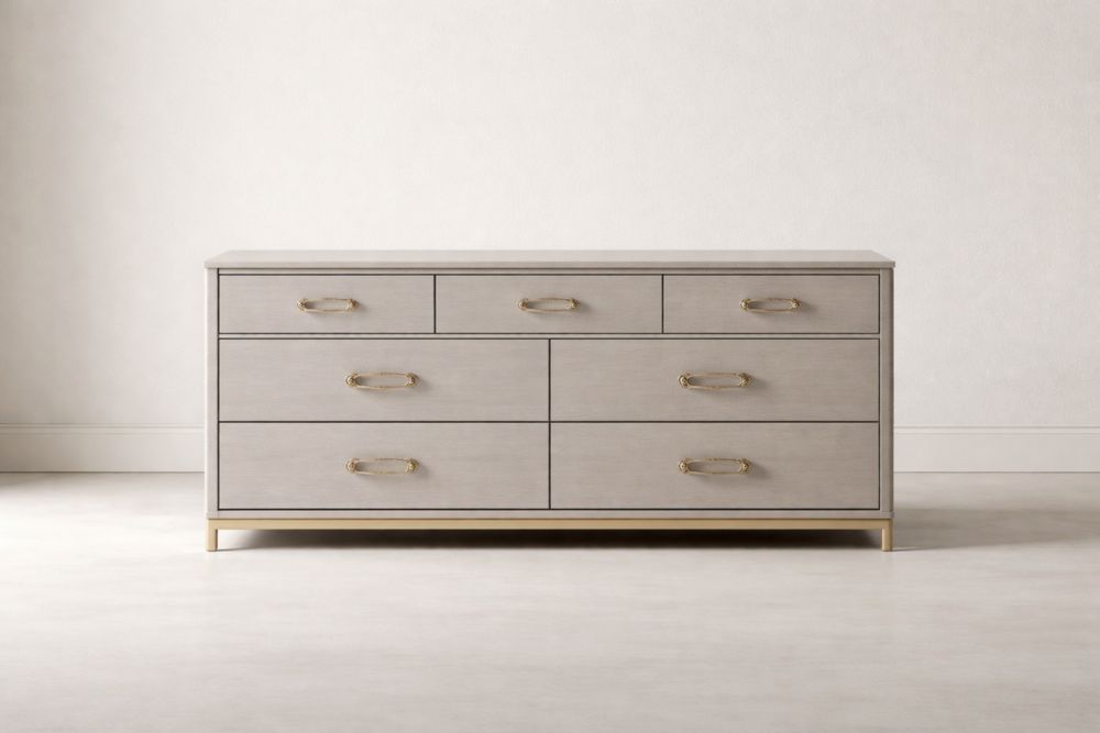 7-Drawer Engineered Wood Drawer Chest with Brass Handles