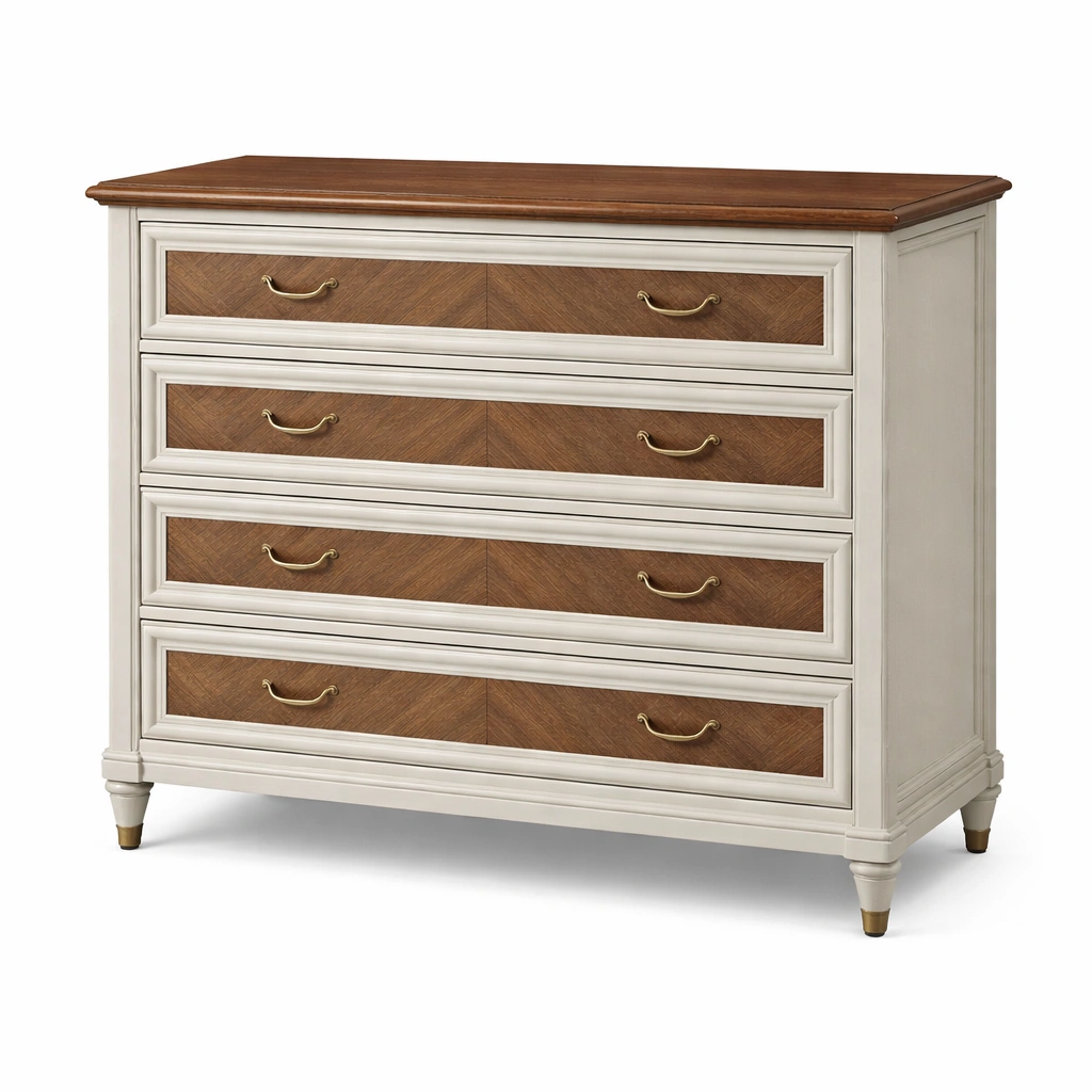 Cajonera de madera con tiradores de metal-COZYVELORA