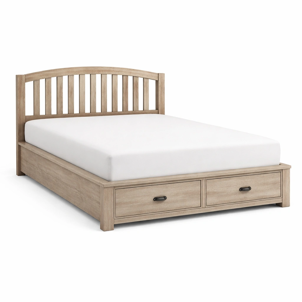 Cama con almacenamiento de madera con cajones-COZYVELORA
