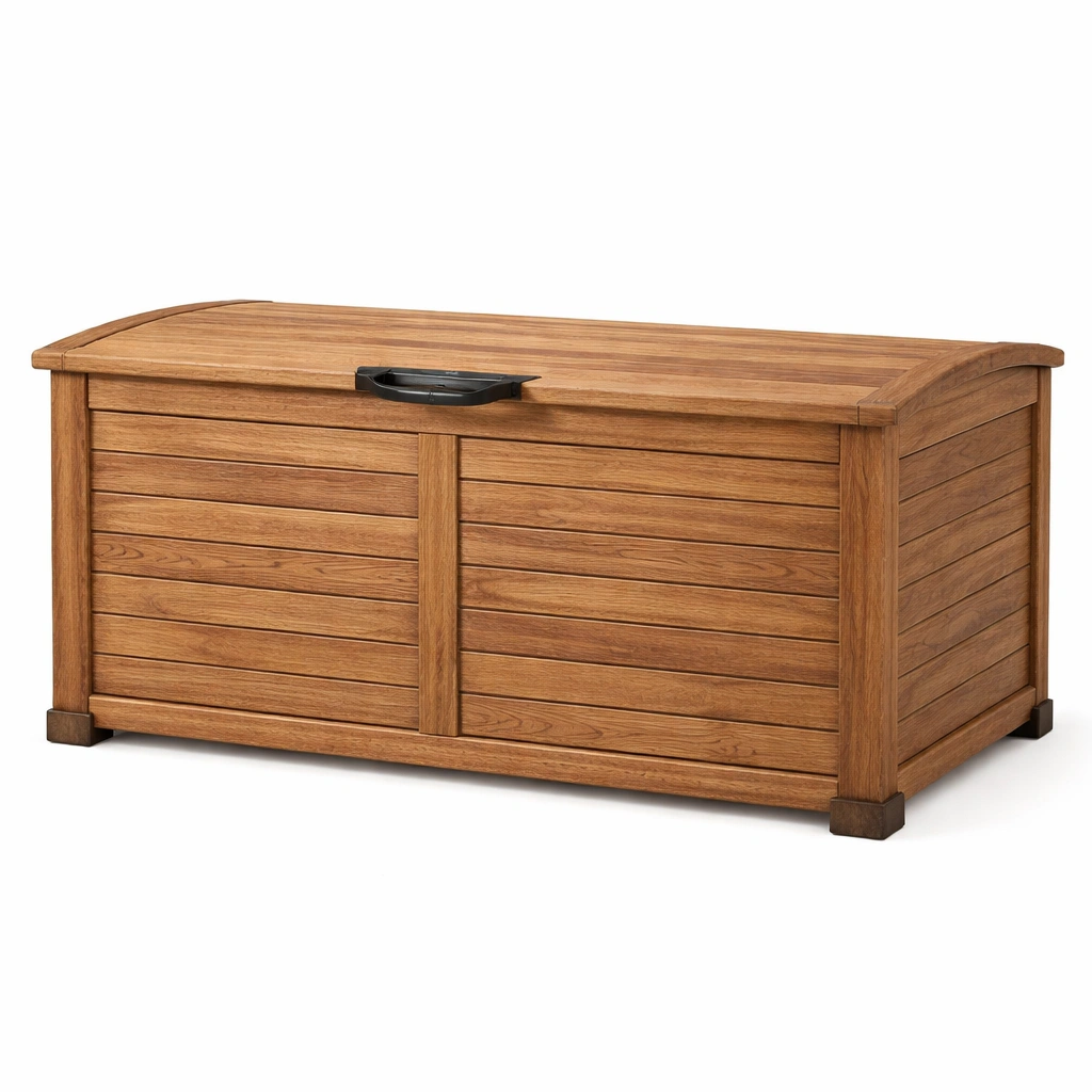 Arcón de almacenamiento para jardín de polipropileno marrón para exterior 120x55x60 cm-COZYVELORA
