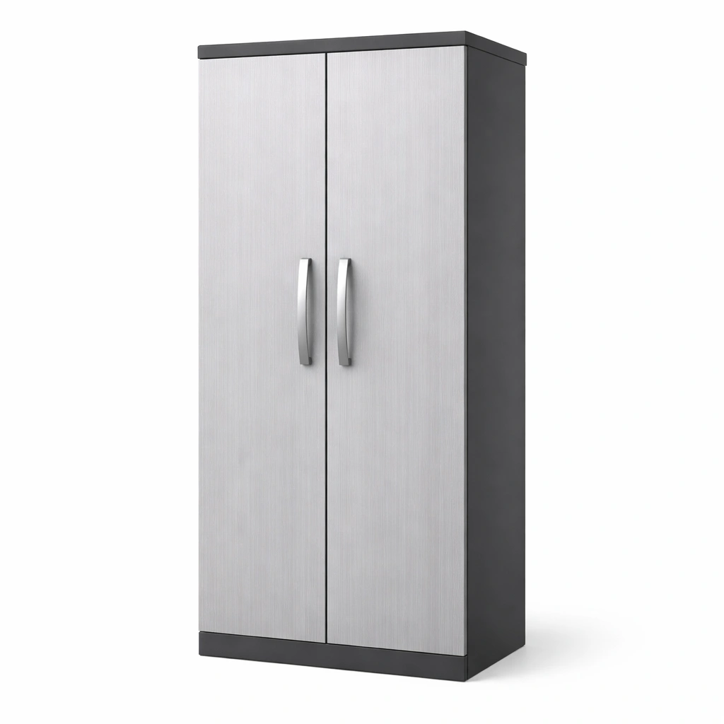 Armario de garaje de acero y MDF gris y negro-COZYVELORA