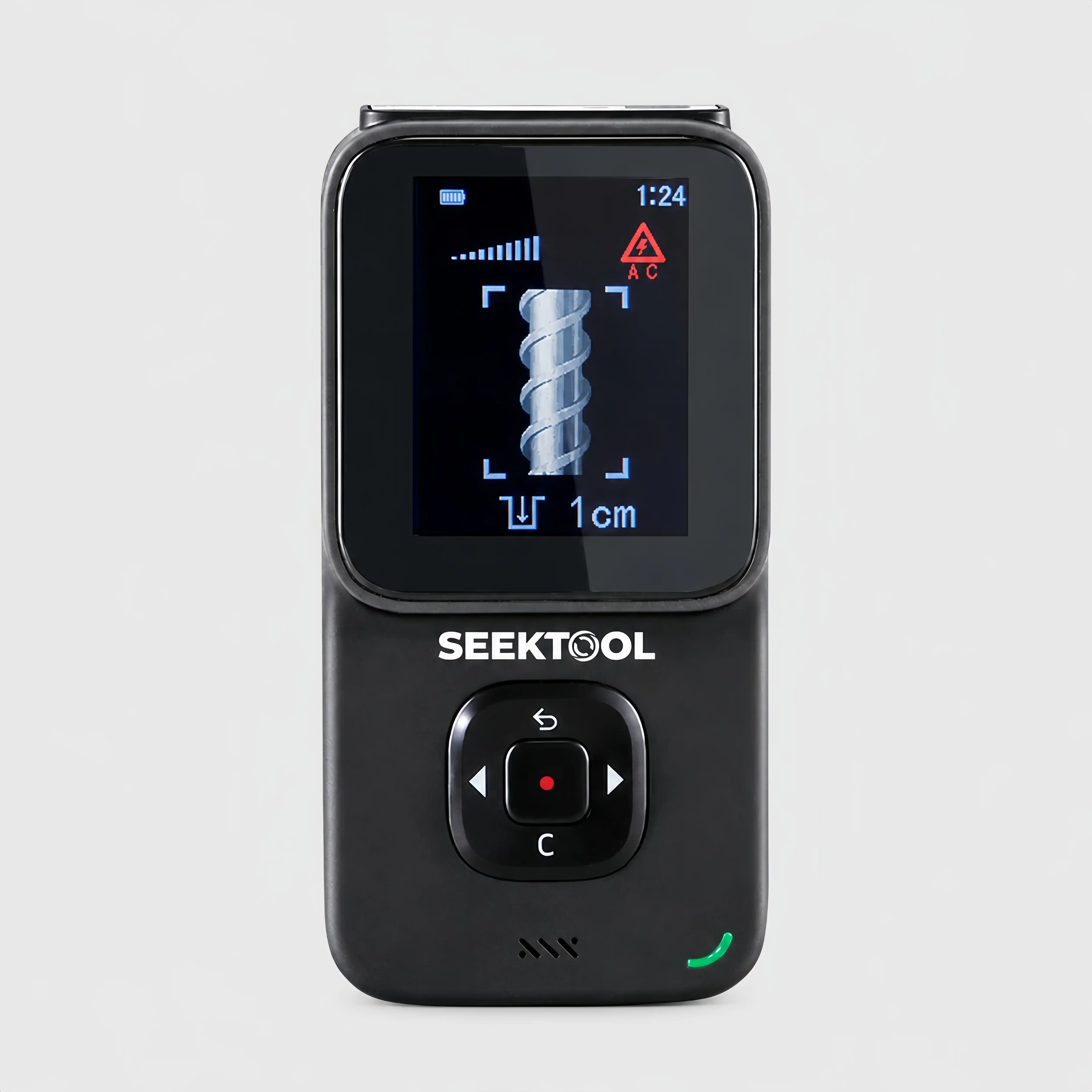 STRATA PRO wall-scan screen showing a metal target and reference depth