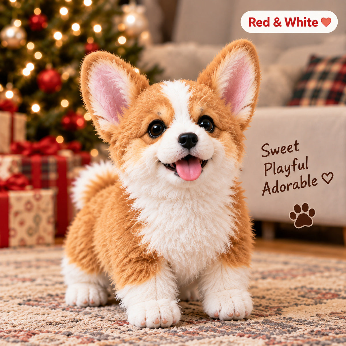 Red and White Corgi Buddy robotic puppy