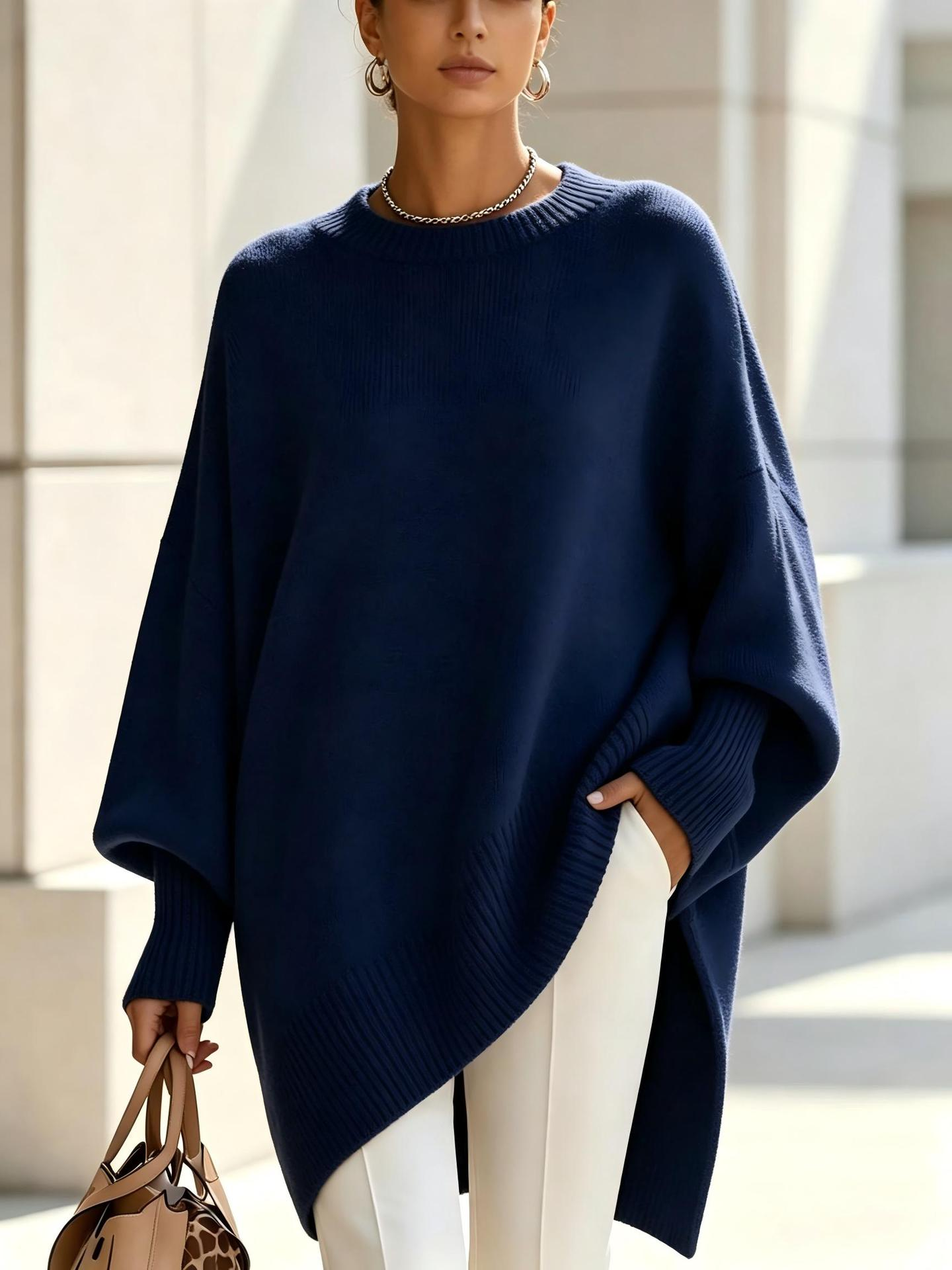 Women's Cozy Loose Asymmetrical Hem Sweater