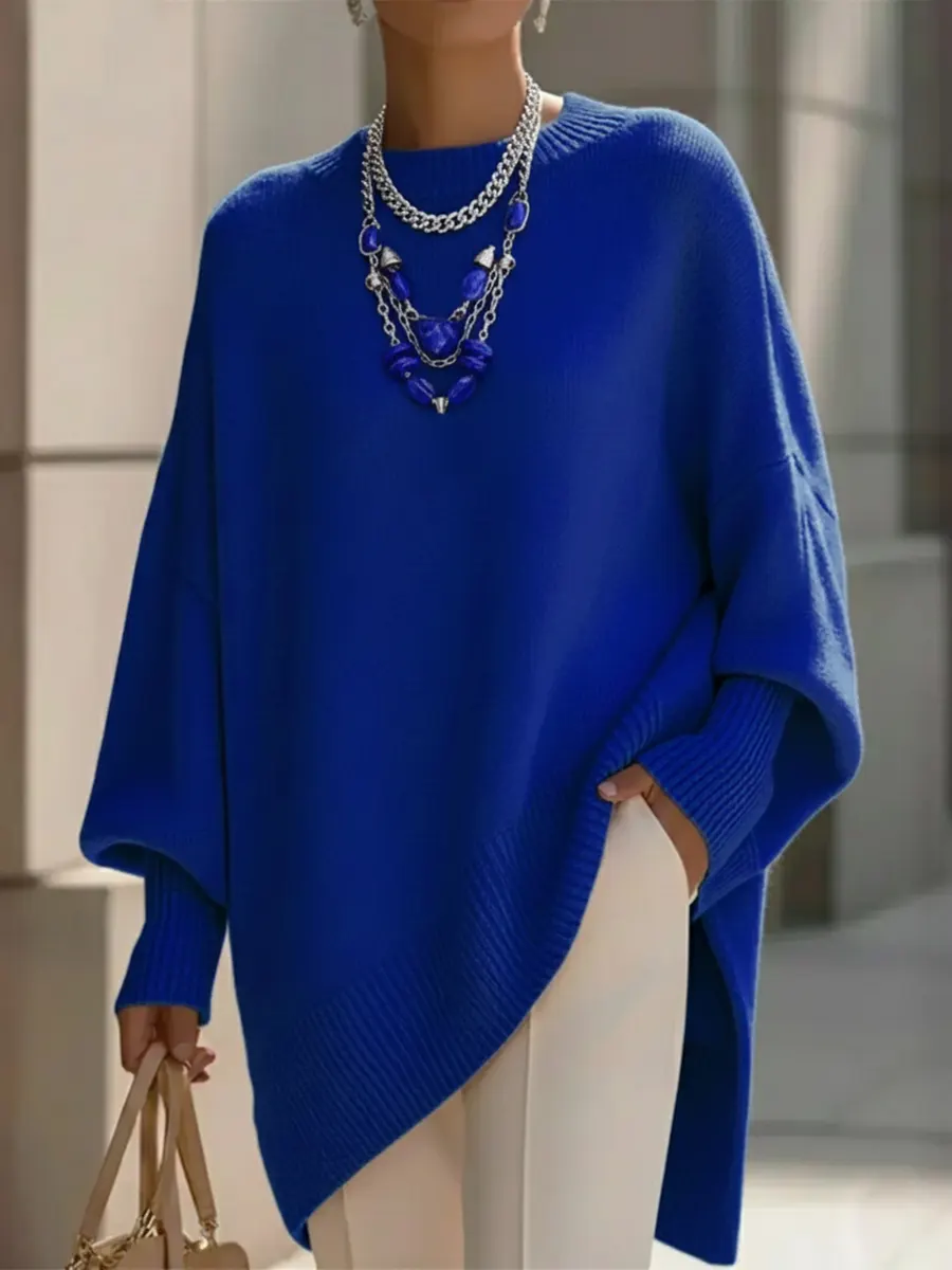 Women's Cozy Loose Asymmetrical Hem Sweater
