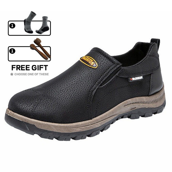 (⏰Limited Time 70% Discount off)Men's Outdoor Breathable Genuine Leather Shoes Non-slip Slip-On Shoes Arch Support Orthopedic Shoes