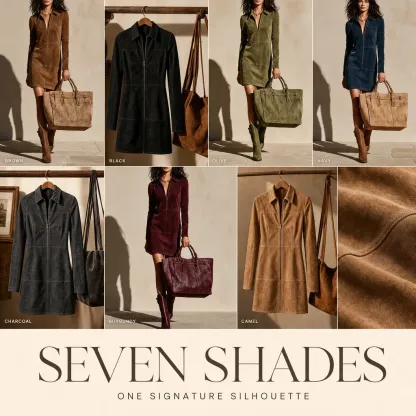 Seven-color collection board for the zip-collar mini dress