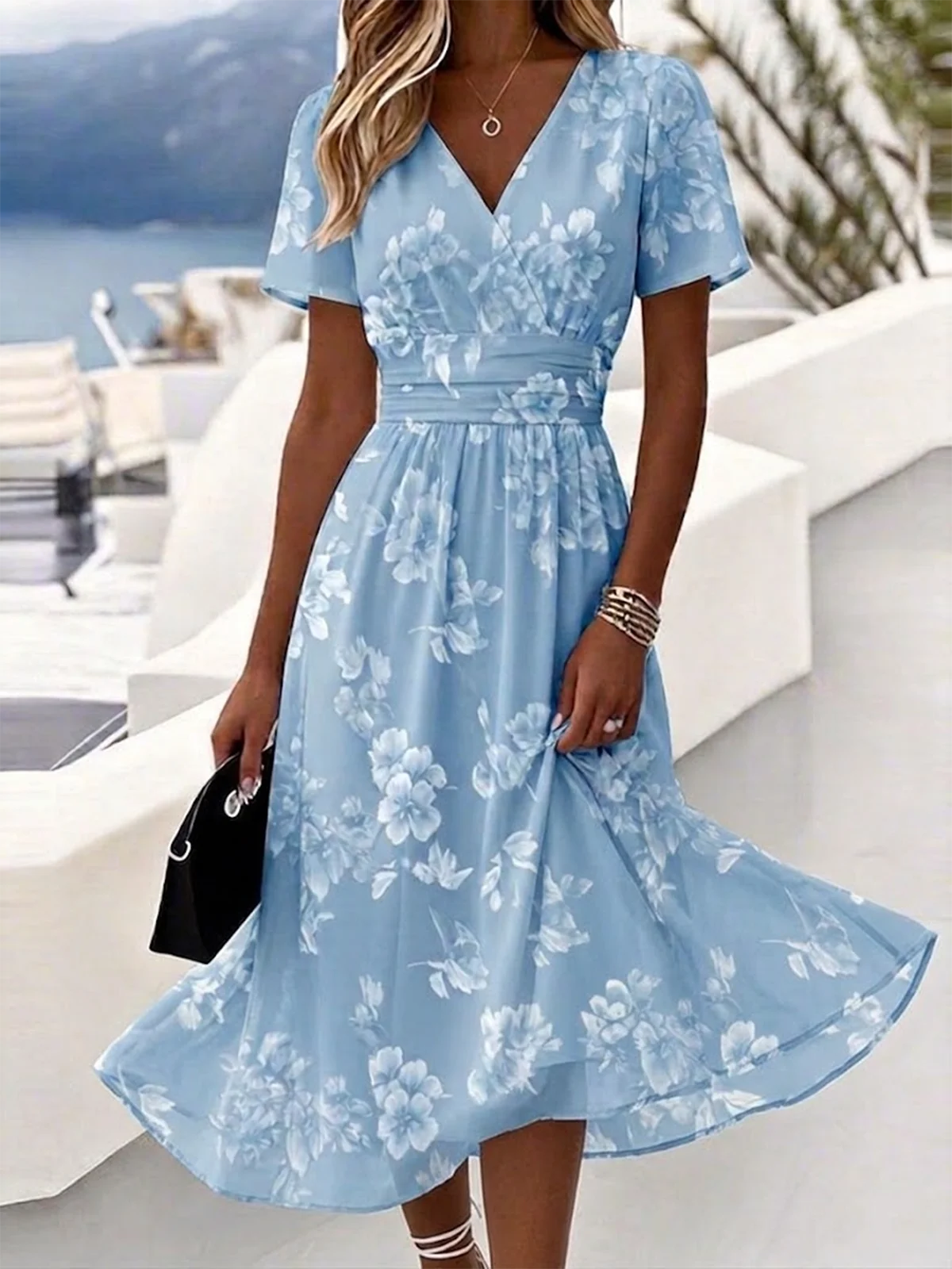 women's blue summer dress Aobny Sexy Dresses for Women Going Out Cotton Tummy Control A-Line Eyelet Midi Short Sleeve Party Dresses, Women's, Size: 4,6,8,10,12,14,16,18,20 1 cm = 0.394 inches Summer Dress Mini Dresses Royal