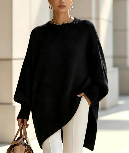 Women's Cozy Loose Asymmetrical Hem Sweater