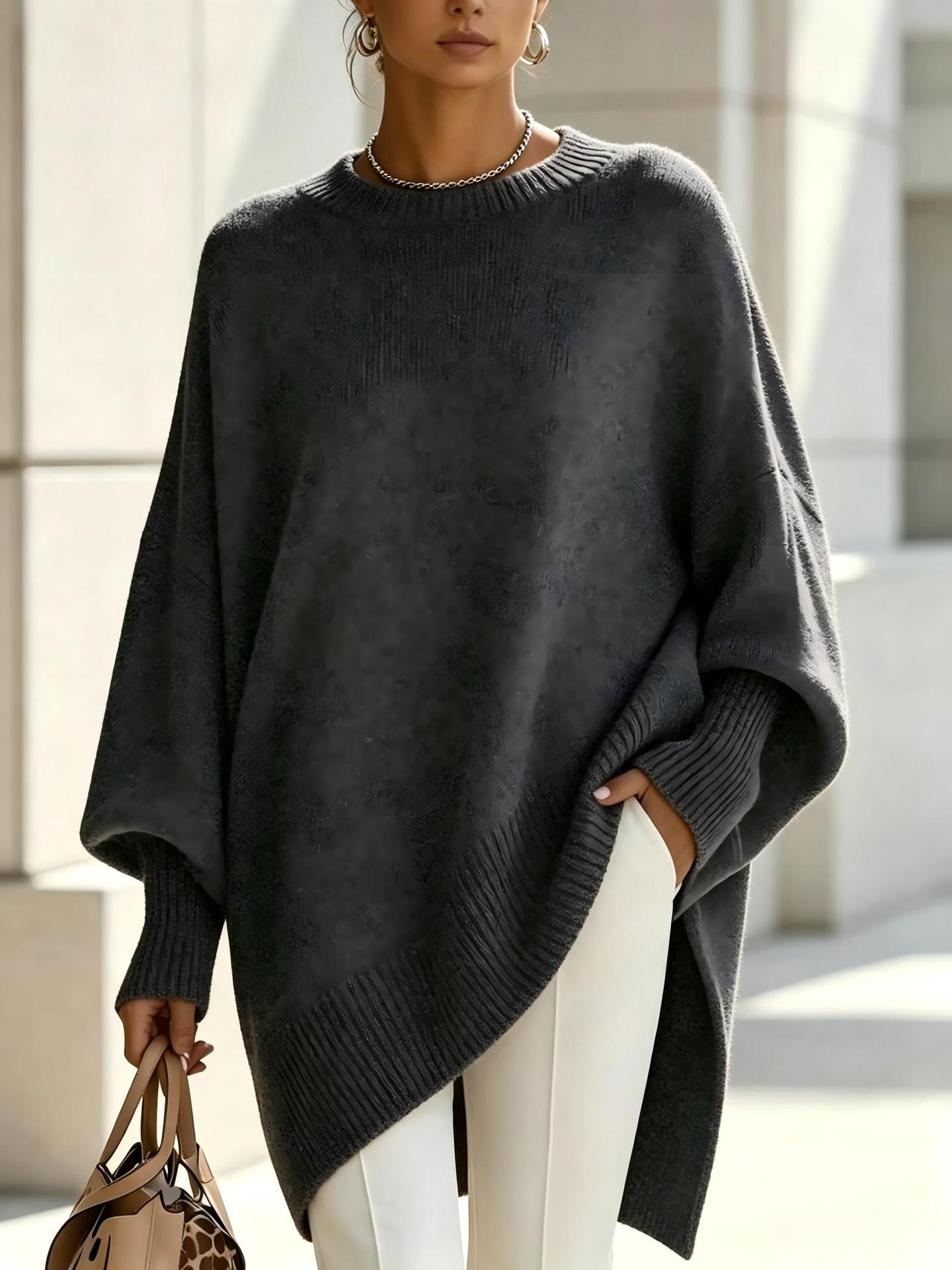 Women's Cozy Loose Asymmetrical Hem Sweater