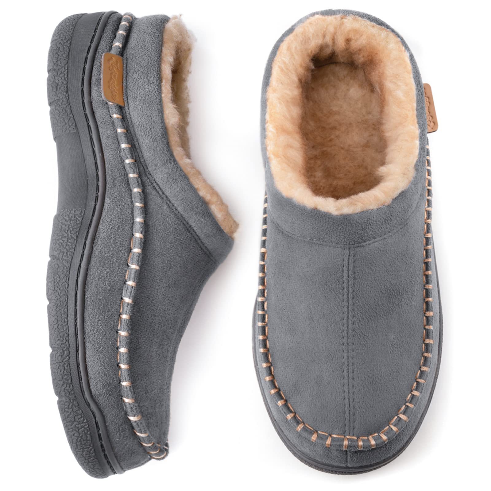 🔥🚀 End of Season Clearance! 🌟👟💥Men's Daily Non-Slip Warm Plush Wide Toe Slip-On Loafers Slippers