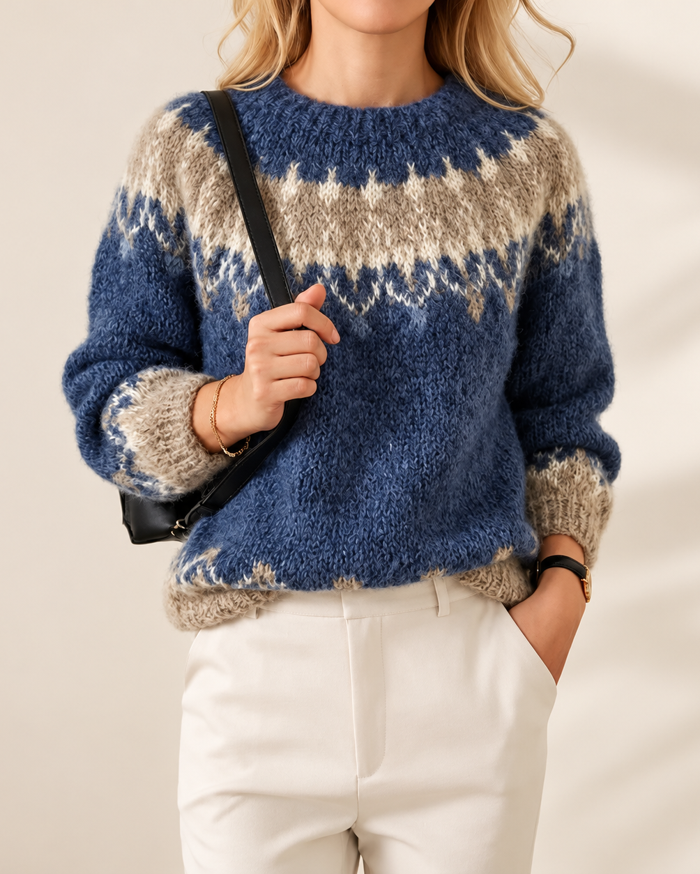 Classic Navy sweater styling illustration